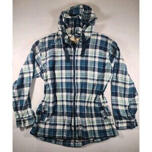 Canyon Creek Hoodie Women Large Plaid Unlined Full‎ Zip Cotton Casual Jacket